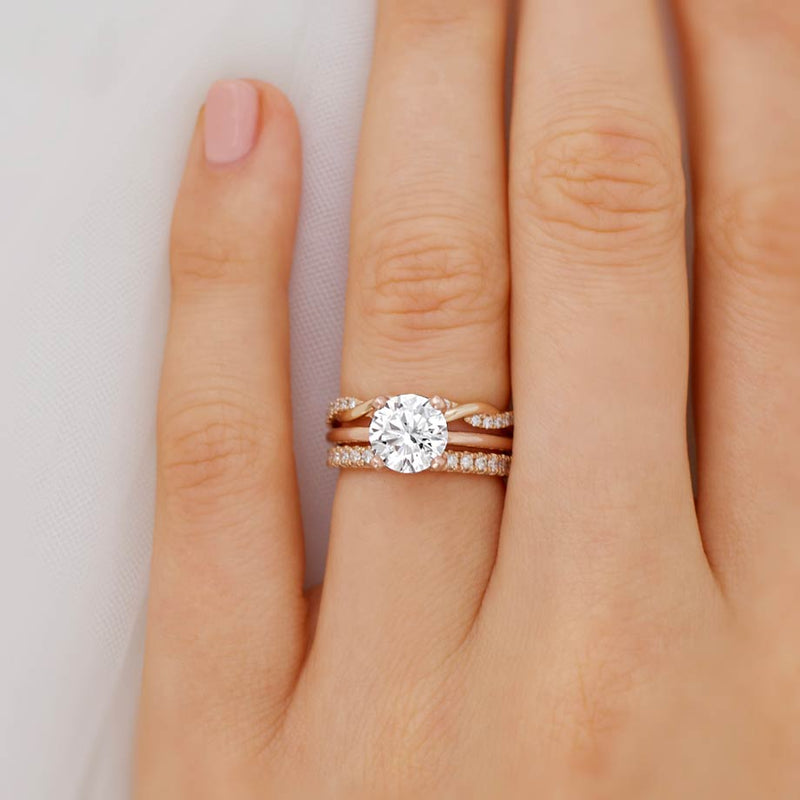 LULU - Round Moissanite 18k Rose Gold Petite Solitaire Engagement Ring Lily Arkwright