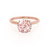 LULU - Chatham® Round Champagne True Sapphire 18k Rose Gold Petite Solitaire Engagement Ring Lily Arkwright