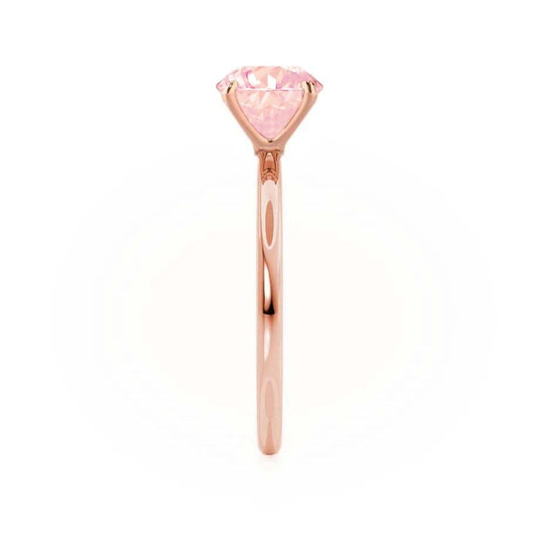 LULU - Chatham® Round Champagne True Sapphire 18k Rose Gold Petite Solitaire Engagement Ring Lily Arkwright