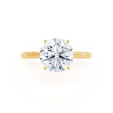 LULU - Round Moissanite 18k Yellow Gold Petite Solitaire Ring Engagement Ring Lily Arkwright