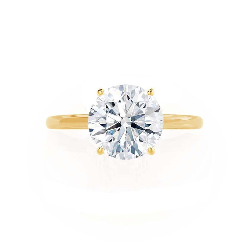 LULU - Round Moissanite 18k Yellow Gold Petite Solitaire Ring Engagement Ring Lily Arkwright