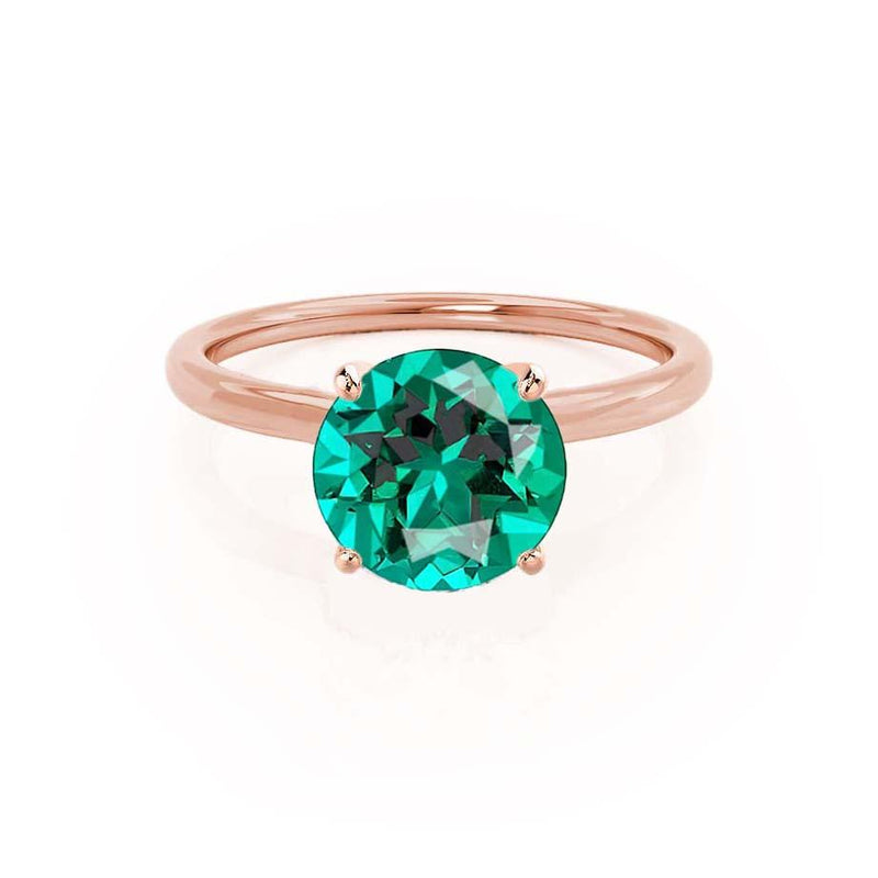 LULU - Round Emerald 18k Rose Gold Petite Solitaire Ring Engagement Ring Lily Arkwright