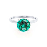 LULU - Round Emerald 18k White Gold Petite Solitaire Ring Engagement Ring Lily Arkwright