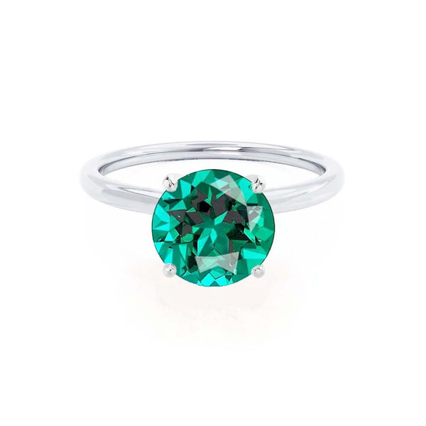 LULU - Round Emerald 18k White Gold Petite Solitaire Ring Engagement Ring Lily Arkwright