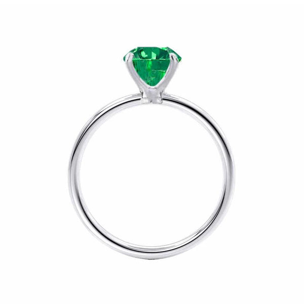 LULU - Round Emerald 950 Platinum Petite Solitaire Ring Engagement Ring Lily Arkwright