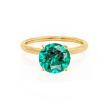 LULU - Round Emerald 18k Yellow Gold Petite Solitaire Ring Engagement Ring Lily Arkwright