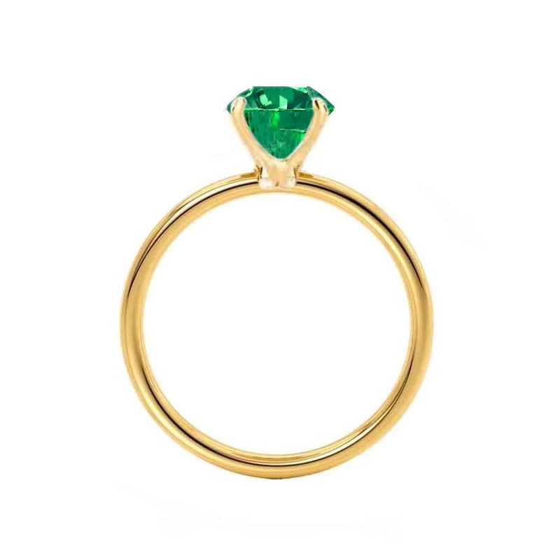 LULU - Round Emerald 18k Yellow Gold Petite Solitaire Ring Engagement Ring Lily Arkwright