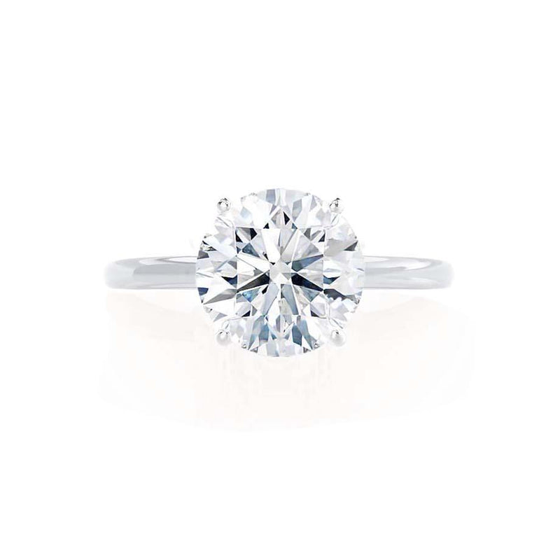 LULU - Round Lab Diamond 18k White Gold Petite Solitaire Ring Engagement Ring Lily Arkwright