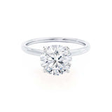 LULU - Round Lab Diamond 18k White Gold Petite Solitaire Ring Engagement Ring Lily Arkwright