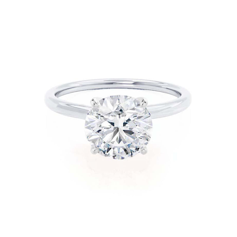 LULU - Round Moissanite 950 Platinum Petite Solitaire Ring Engagement Ring Lily Arkwright