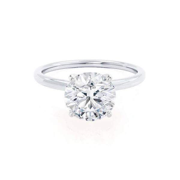 LULU - Round Moissanite 18k White Gold Petite Solitaire Ring Engagement Ring Lily Arkwright