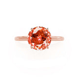 LULU - Round Padparadscha 18k Rose Gold Petite Solitaire Ring Engagement Ring Lily Arkwright