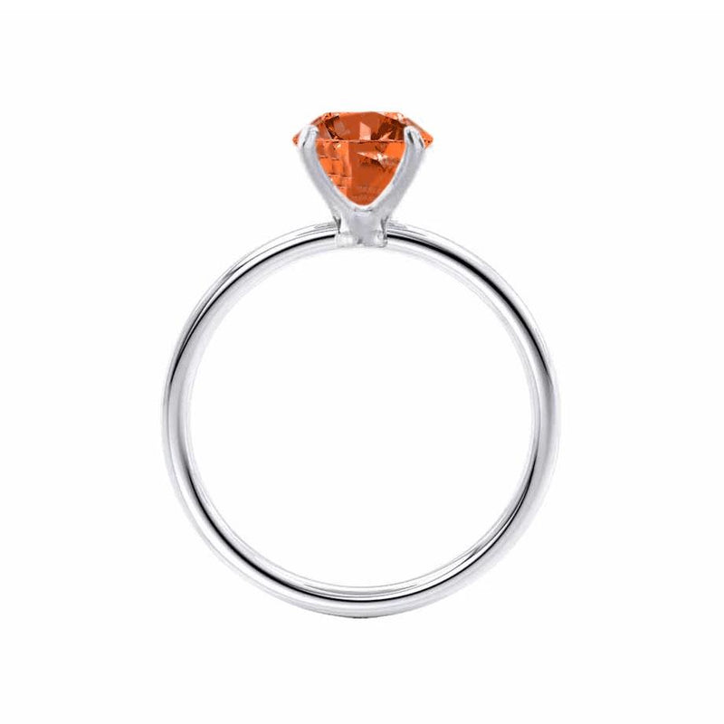 LULU - Round Padparadscha 950 Platinum Petite Solitaire Ring Engagement Ring Lily Arkwright