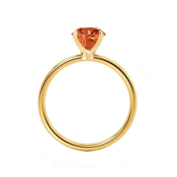 LULU - Round Padparadscha 18k Yellow Gold Petite Solitaire Ring Engagement Ring Lily Arkwright