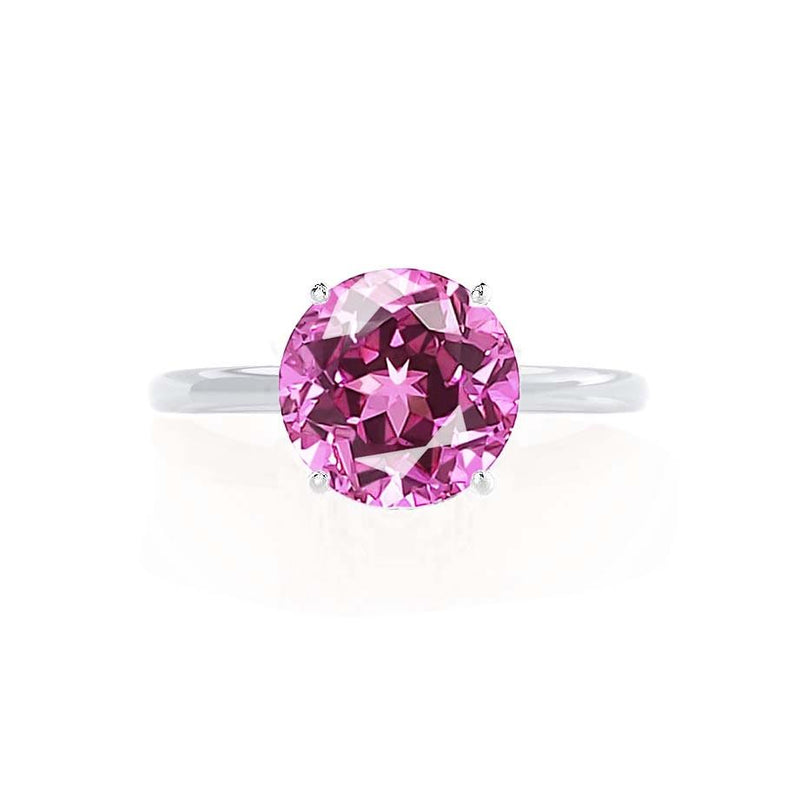 LULU - Round Pink Sapphire 950 Platinum Petite Solitaire Ring Engagement Ring Lily Arkwright
