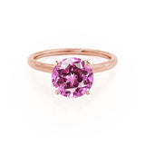 LULU - Round Pink Sapphire 18k Rose Gold Petite Solitaire Ring Engagement Ring Lily Arkwright