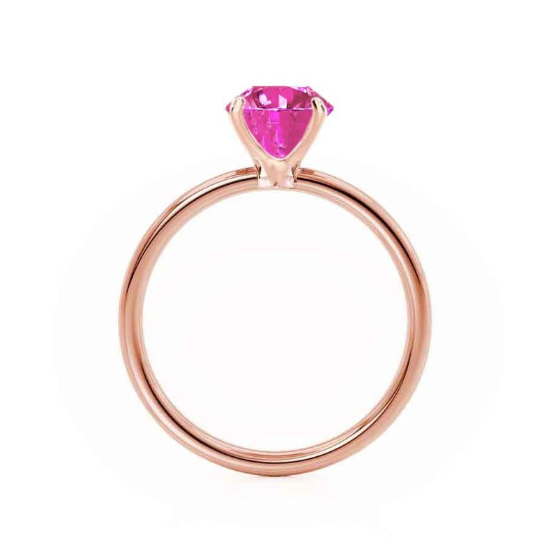 LULU - Round Pink Sapphire 18k Rose Gold Petite Solitaire Ring Engagement Ring Lily Arkwright
