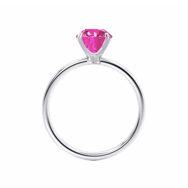 LULU - Round Pink Sapphire 950 Platinum Petite Solitaire Ring Engagement Ring Lily Arkwright