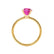 Lulu round cut Chatham pink sapphire lab diamond engagement ring 18k yellow gold classic plain solitaire Lily Arkwright 