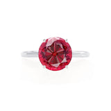 LULU - Round Ruby 18k White Gold Petite Solitaire Ring Engagement Ring Lily Arkwright