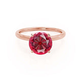 LULU - Round Ruby 18k Rose Gold Petite Solitaire Ring Engagement Ring Lily Arkwright