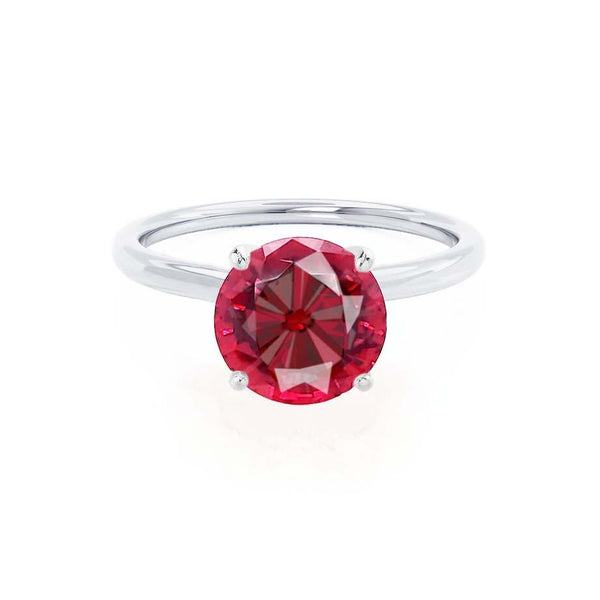 LULU - Round Ruby 18k White Gold Petite Solitaire Ring Engagement Ring Lily Arkwright