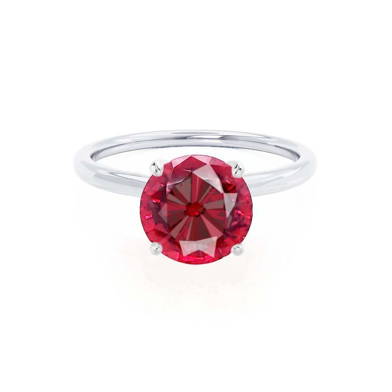 LULU - Round Ruby 950 Platinum Petite Solitaire Ring Engagement Ring Lily Arkwright