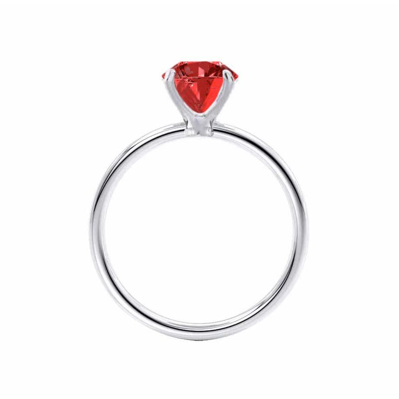 LULU - Round Ruby 950 Platinum Petite Solitaire Ring Engagement Ring Lily Arkwright