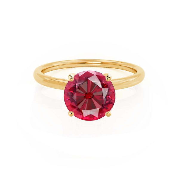 LULU - Round Ruby 18k Yellow Gold Petite Solitaire Ring Engagement Ring Lily Arkwright