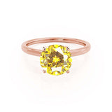 LULU - Round Yellow Sapphire 18k Rose Gold Petite Solitaire Ring Engagement Ring Lily Arkwright