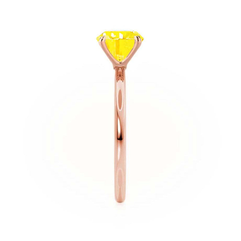 Lulu brilliant round cut yellow sapphire and diamond engagement ring rose gold solitaire Lily Arkwright 
