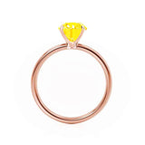 Lulu round cut chatham yellow sapphire lab diamond engagement ring 18k rose gold classic plain solitaire Lily Arkwright