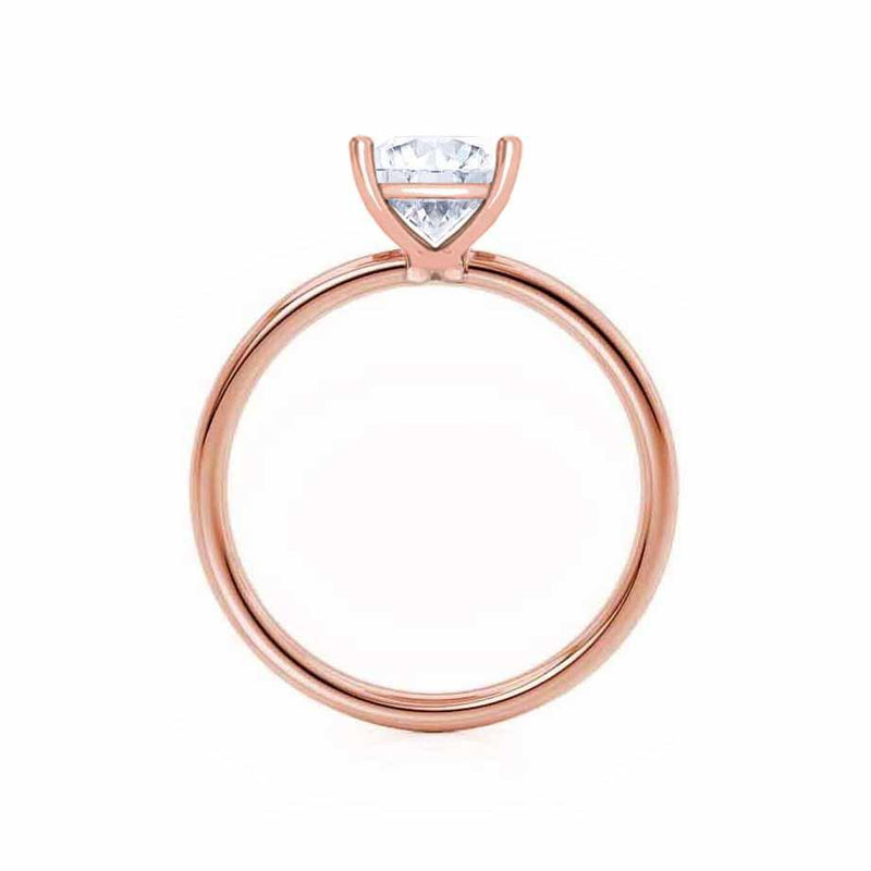 LULU - Asscher Moissanite 18k Rose Gold Petite Solitaire Engagement Ring Lily Arkwright
