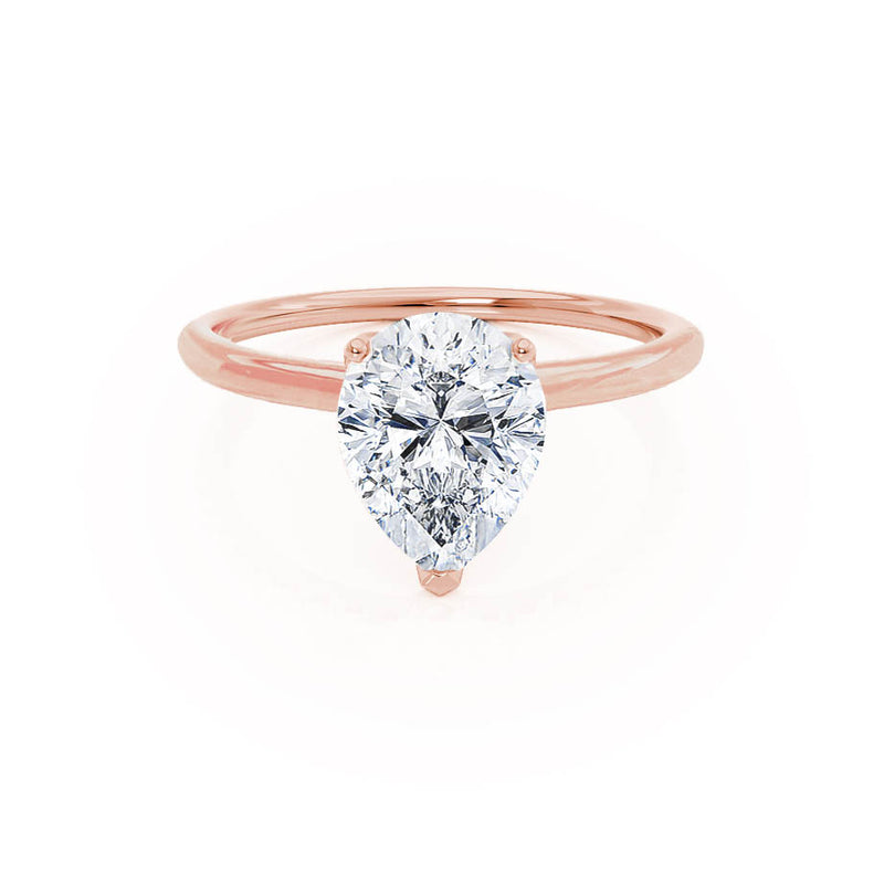 LULU - Pear Moissanite 18k Rose Gold Petite Solitaire Ring Engagement Ring Lily Arkwright