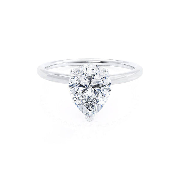 LULU - Pear Moissanite 950 Platinum Petite Solitaire Ring Engagement Ring Lily Arkwright