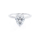 LULU - Pear Moissanite 18k White Gold Petite Solitaire Ring Engagement Ring Lily Arkwright