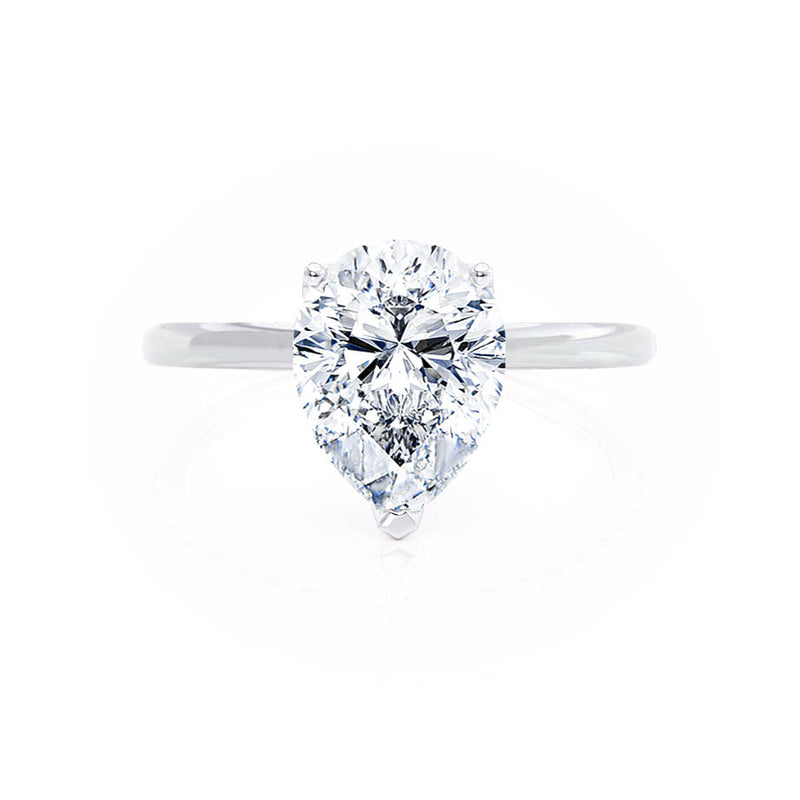 LULU - Pear Moissanite 18k White Gold Petite Solitaire Ring Engagement Ring Lily Arkwright