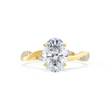 LUNA - Oval Moissanite & Diamond 18k Yellow Gold Vine Solitaire Ring Engagement Ring Lily Arkwright