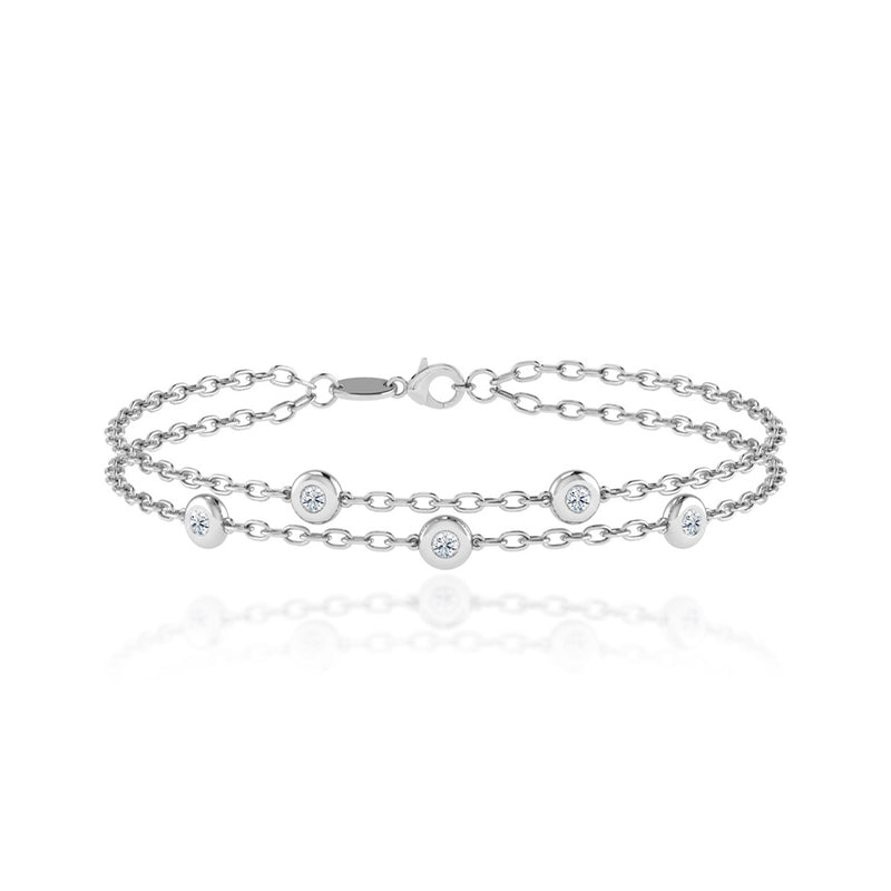 LYRA - Lab Diamond Bezel Edge Bracelet 18k White Gold Bracelet Lily Arkwright