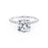 MACY - Cushion Moissanite & Diamond 18k White Gold Petite Pavé Shoulder Set Ring
