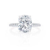 MACY - Elongated Cushion Lab Diamond 18k White Gold Petite Shoulder Set Engagement Ring Lily Arkwright
