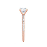 MACY - Elongated Cushion Lab Diamond 18k Rose Gold Petite Shoulder Set Engagement Ring Lily Arkwright