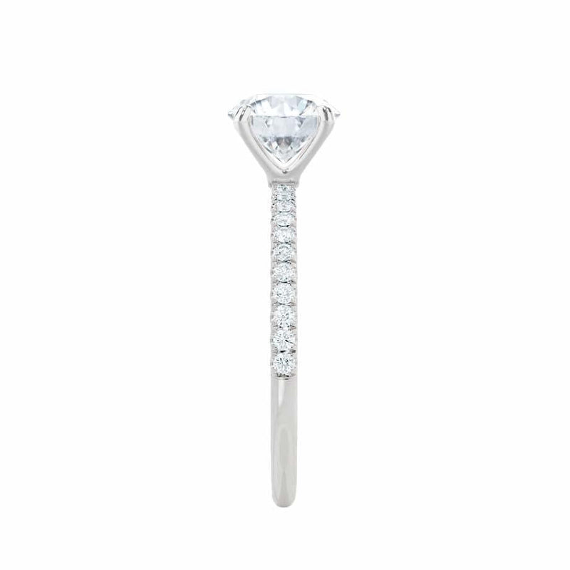 MACY - Oval Lab Diamond 950 Platinum Petite Pavé Shoulder Set Engagement Ring Lily Arkwright