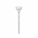 MACY - Cushion Lab Diamond 18k White Gold Petite Shoulder Set Engagement Ring Lily Arkwright