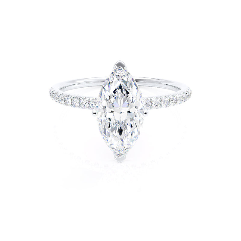 MACY - Marquise Moissanite 950 Platinum Petite Solitaire Ring Engagement Ring Lily Arkwright
