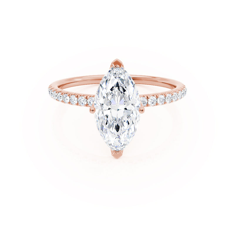 MACY - Marquise Moissanite 18k Rose Petite Solitaire Ring Engagement Ring Lily Arkwright
