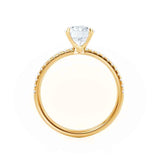 MACY - Radiant Moissanite & Diamond 18k Yellow Gold Petite Pavé Shoulder Set Ring Engagement Ring Lily Arkwright