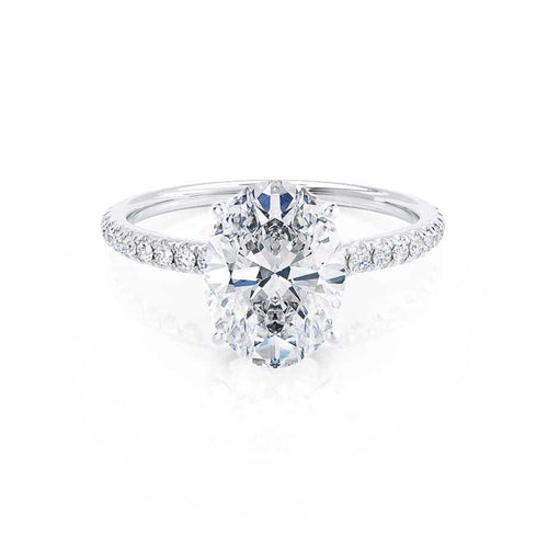 MACY - Ready to Ship 1.50ct Oval Lab Diamond 950 Platinum Petite Pavé Shoulder Set