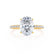 MACY - Oval Moissanite & Diamond 18k Yellow Gold Petite Pavé Shoulder Set Ring Engagement Ring Lily Arkwright
