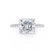 MACY - Princess Moissanite & Diamond 18k White Gold Petite Pavé Shoulder Set Ring Engagement Ring Lily Arkwright